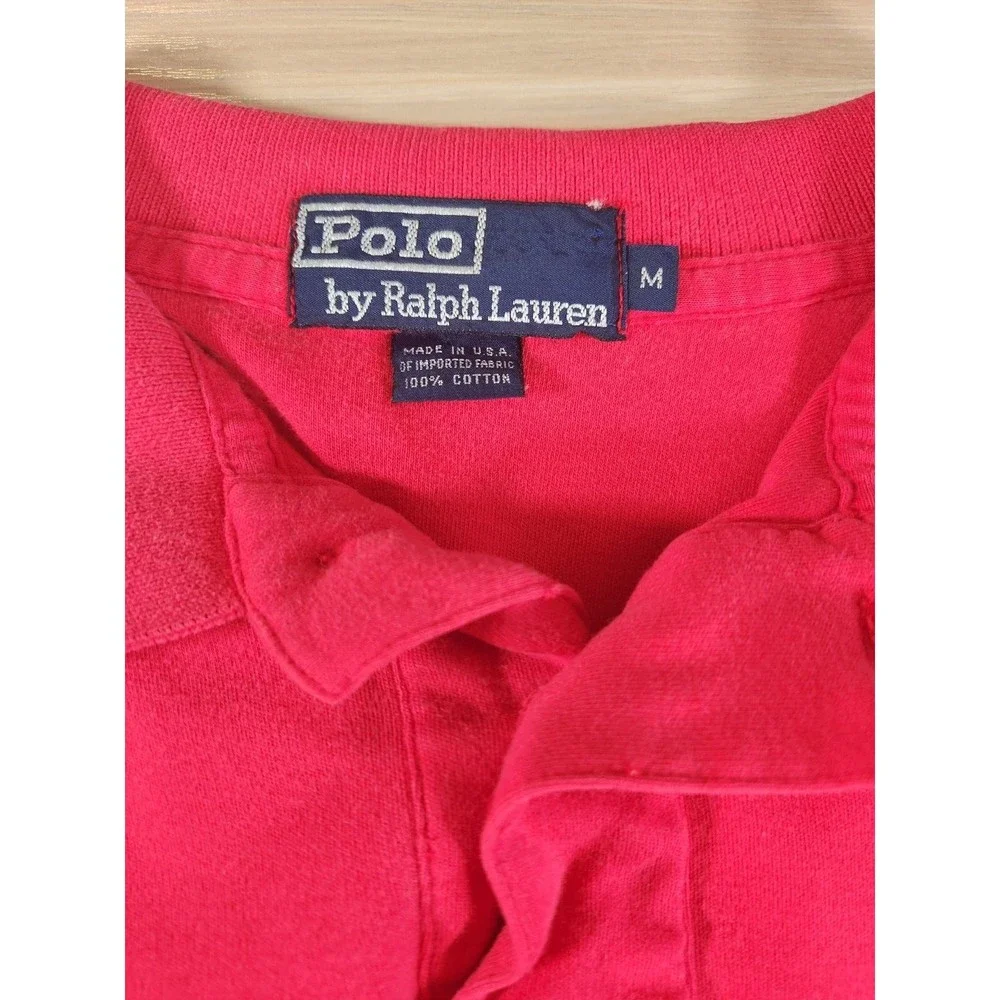 Vintage Polo Ralph Lauren Polo‎ Mens Size Medium Short Sleeve USA Made Red